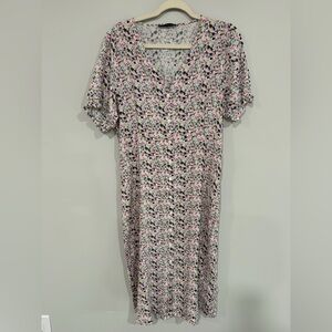 Floral Button Front Midi Dress Size 40 (M) Cottagecore Style